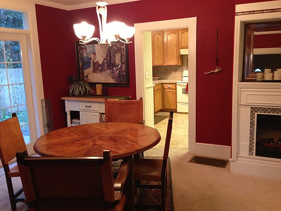 Dining room with fireplace