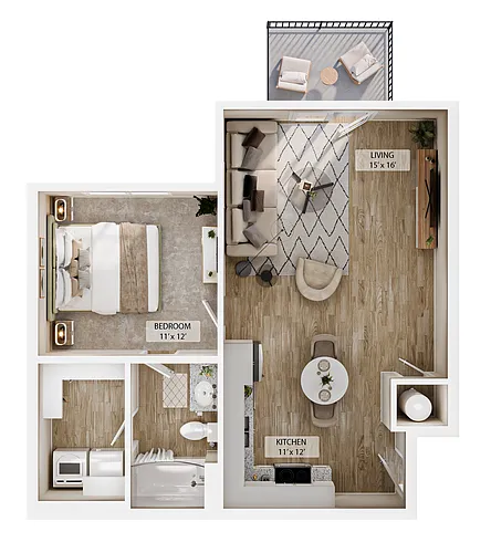Floor plan 1BR Retreat Overlook