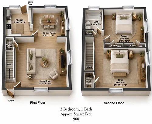 Floor plan 2 Bedroom Townhome