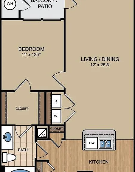 1 Bedroom, 1 Bathroom 1 Bedroom, 1 Bathroom