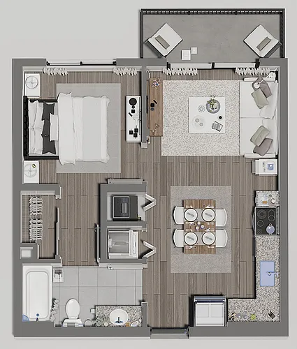 Floor plan 1 Bed, 1 Bath