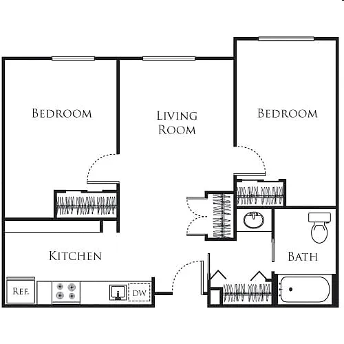Floor plan 2 Bedroom 1 Bath