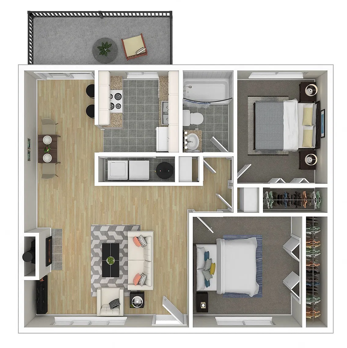 Floor plan 2 Bedroom / 1.0 Bath -
