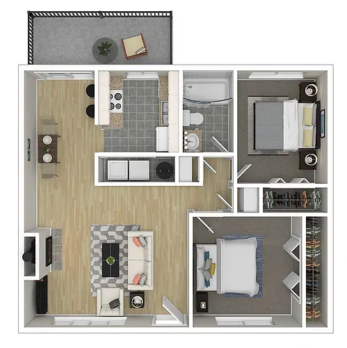 Floor plan 2 Bedroom / 1.0 Bath -