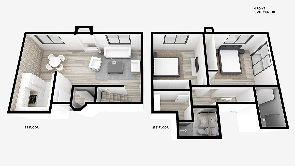 Floor plan Two Bed ~ 2.5 Bath Townhouse