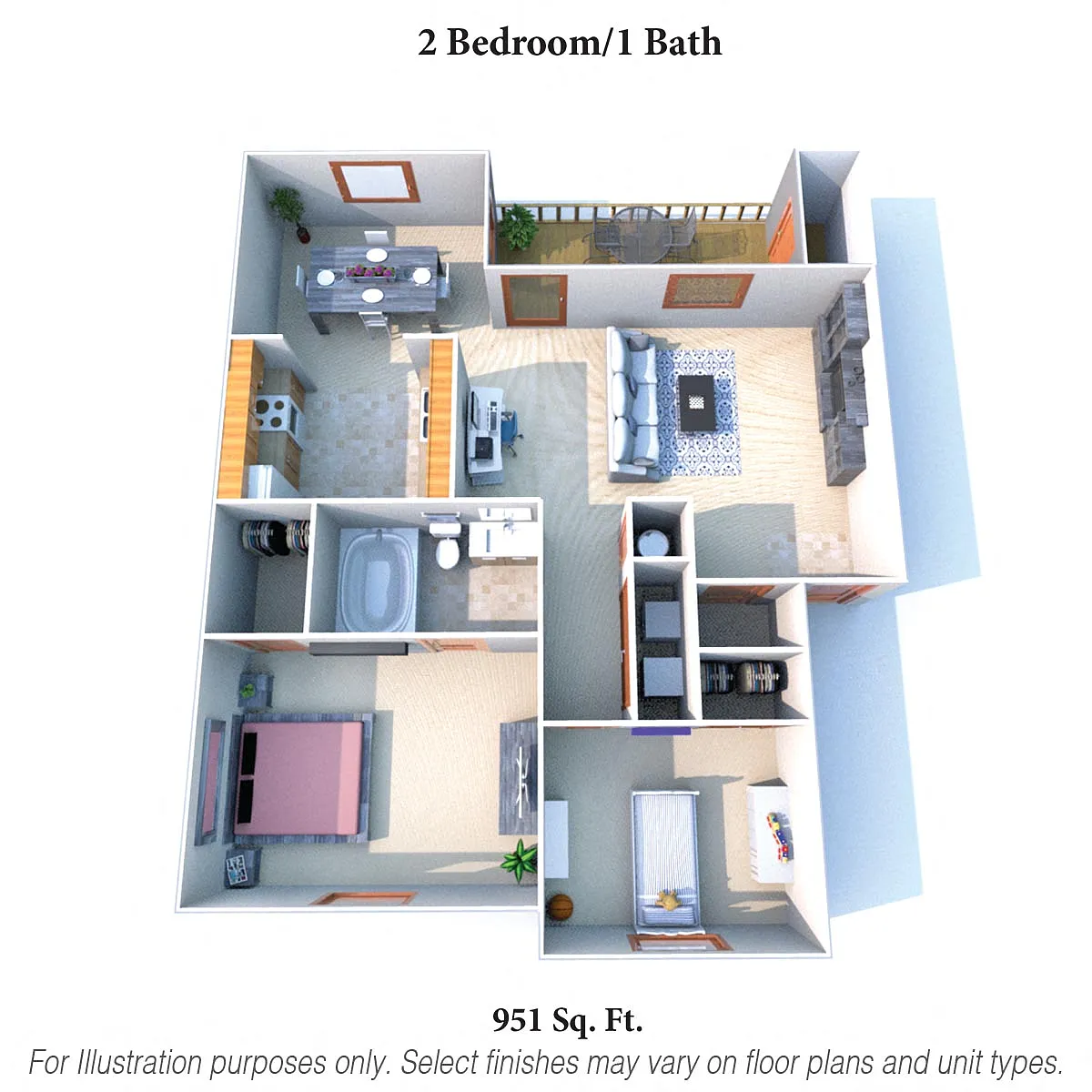 Floor plan 2 Bedroom, 1 Bath