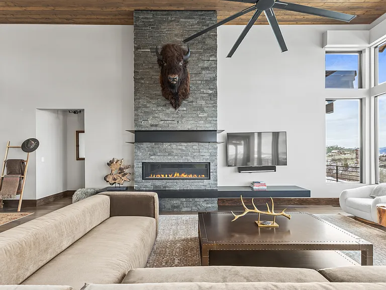Living Room with HDTV & Electric Fireplace