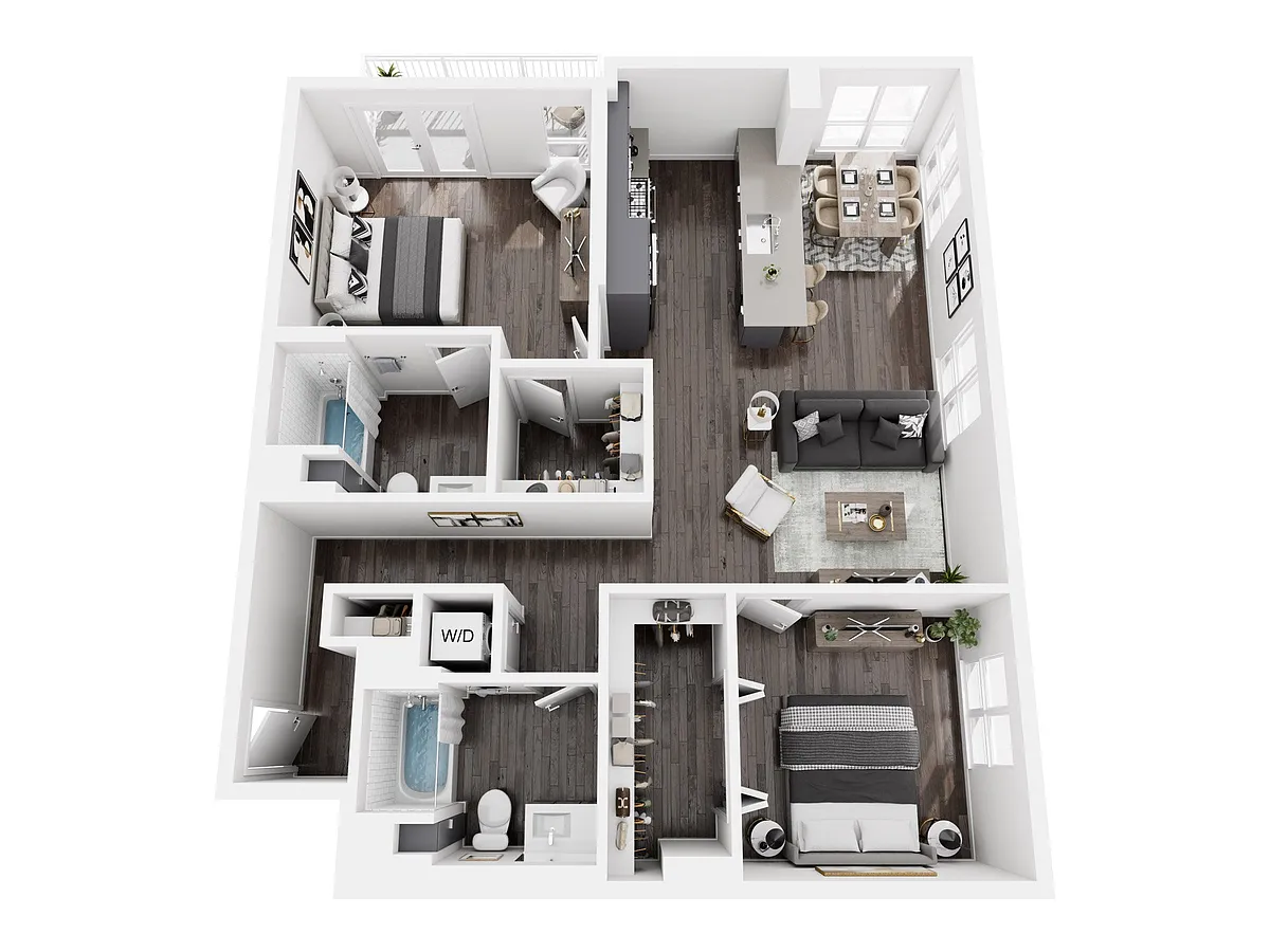 Floor plan 2x2-2BDG