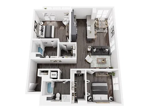 Floor plan 2x2-2BDG