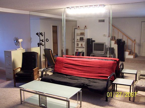 Large living area is open to the dining room. 