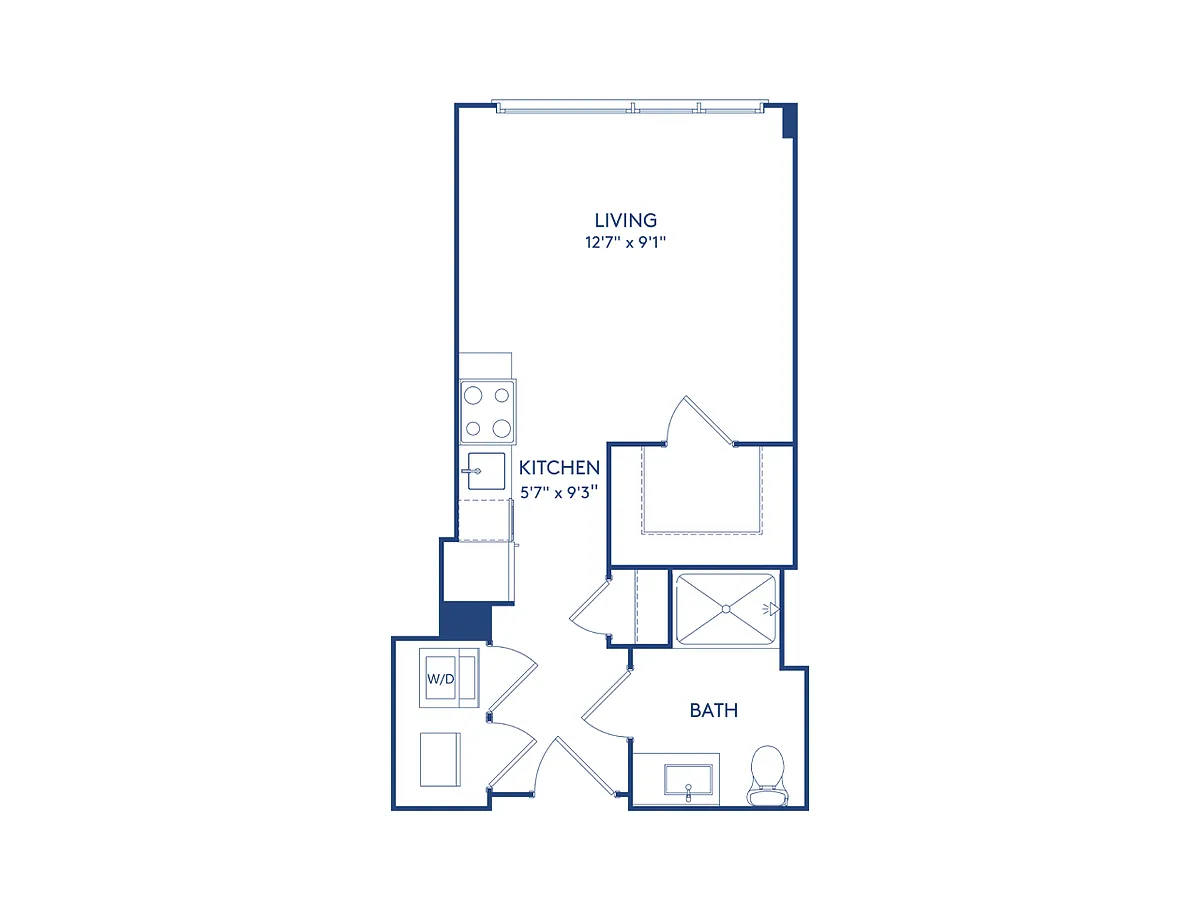 Floor plan Studio (372-376 SF)