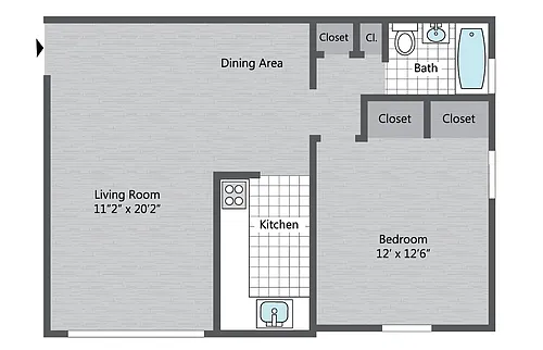 Floor plan 1BR/1BA