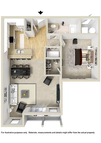 Floor plan One Bedroom Large