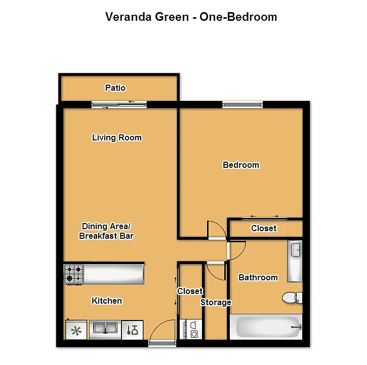 Floor plan 1 Bed 1 Bath