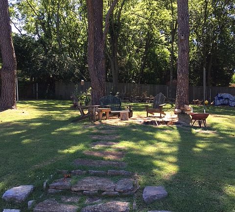 Stone path to fire pit