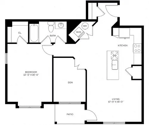 Floor plan Monocay (1 Bed + Den)