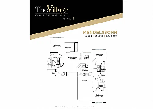 Floor plan Mendelssohn - 3 bed 2 bath - Renovated