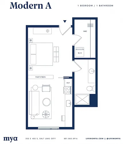Floor plan Modern 1 Bedroom