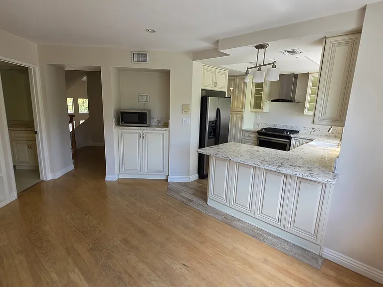 Family room and kitchen
