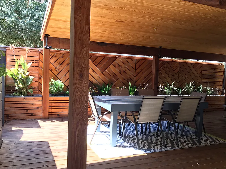 Covered back deck during day