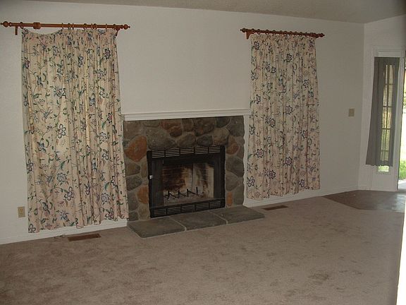 Wood Burning Fireplace with Rock Surround
