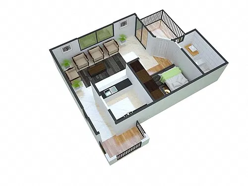 Floor plan 1x1 Junior