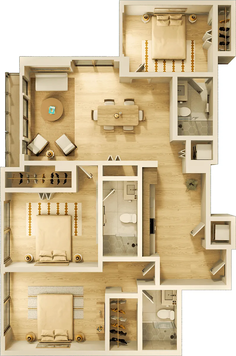 Floor plan 3 bed, 3 bath floorplan