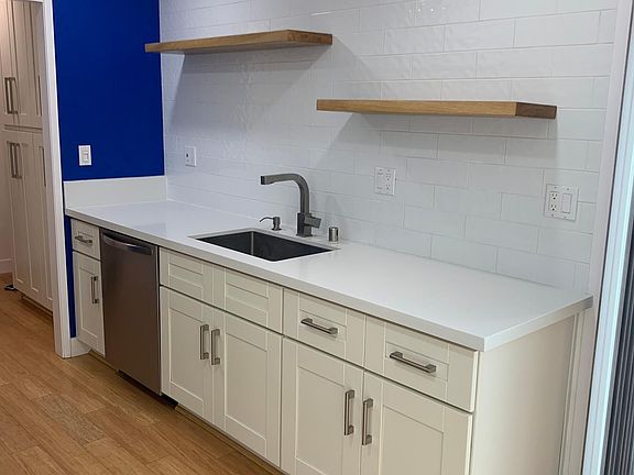 Kitchen with floating shelves