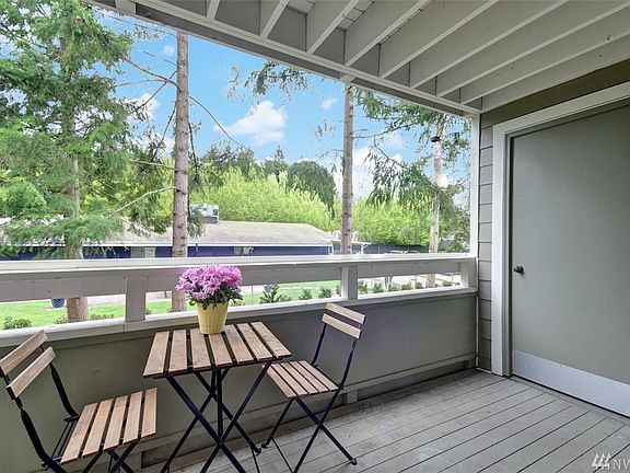 Covered deck with storage closet.