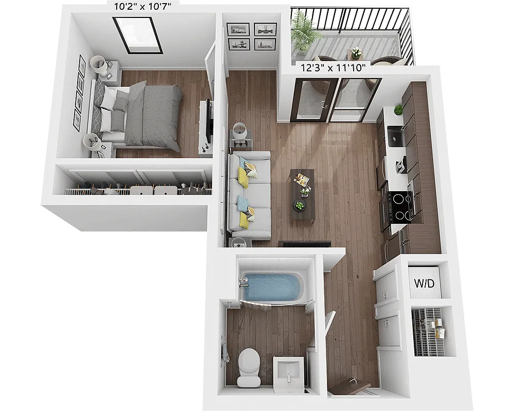 Floor plan One Bedroom A1A