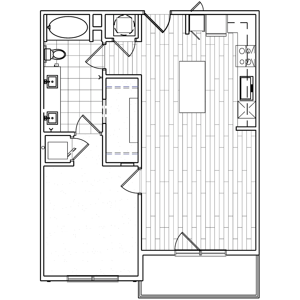 Floor plan 1x1 760 sqft