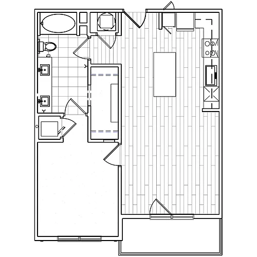 Floor plan 1x1 760 sqft