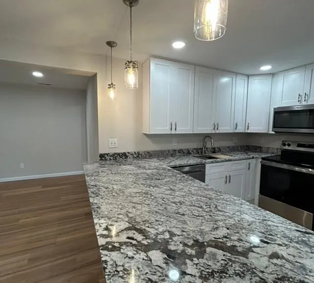 This condo has gorgeous hanging lights!