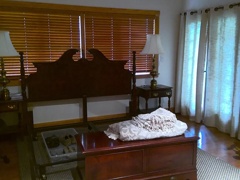 Primary bedroom, custom blinds