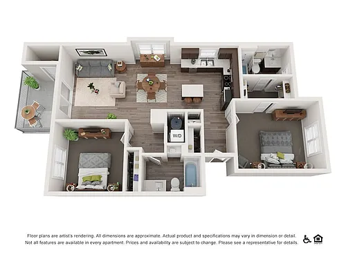 Floor plan Two Bedroom, Two Bath