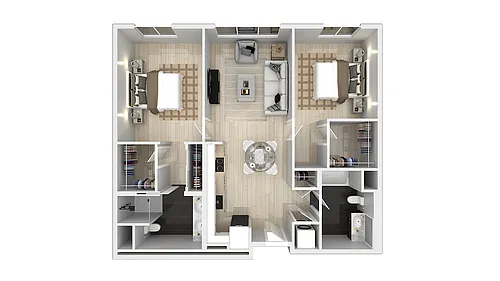 Floor plan B2: 2 Bedroom 2 Bath