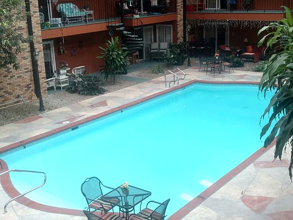 View of indoor pool from patio