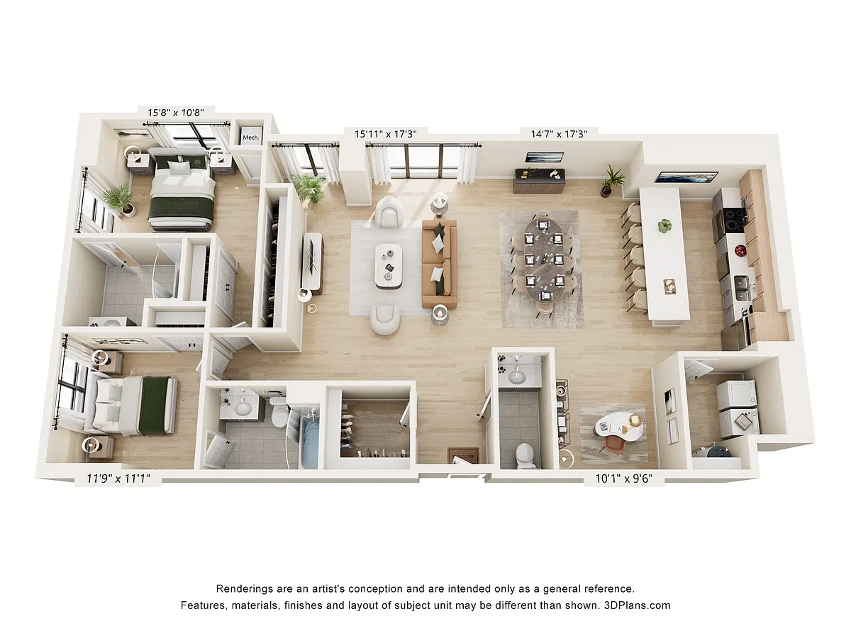 Floor plan G2- Two Bed + Den