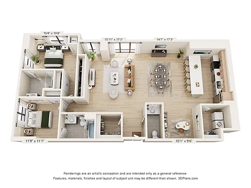 Floor plan G2- Two Bed + Den