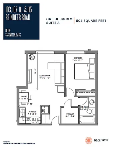Floor plan 1 Bedroom, 1 Bathroom