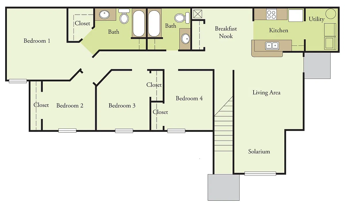 Floor plan Four Bedroom Two Bath