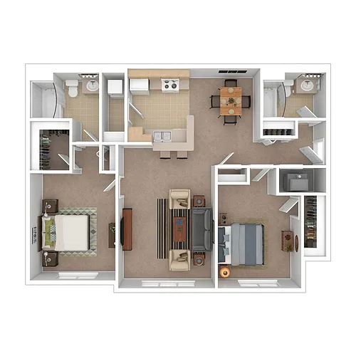 Floor plan Two Bedroom Two Bathroom B Market