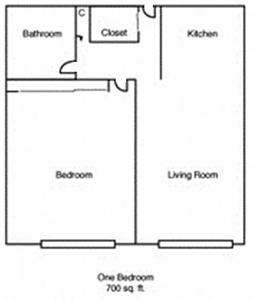 Floor plan Small 1 Bedroom 1 Bath