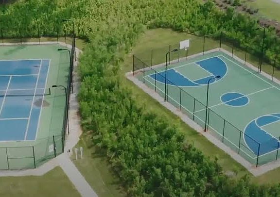 Tennis court and basketball court