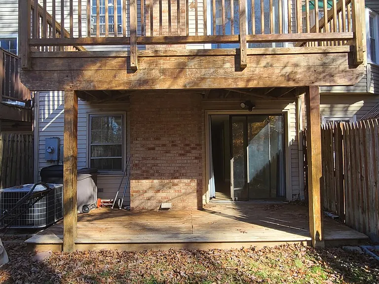 View from back yard - 2 wooden decks