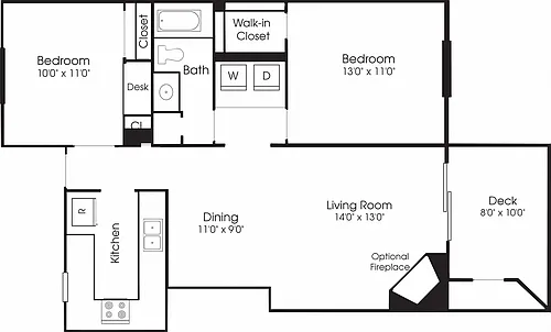 Floor plan 2BR 1BA