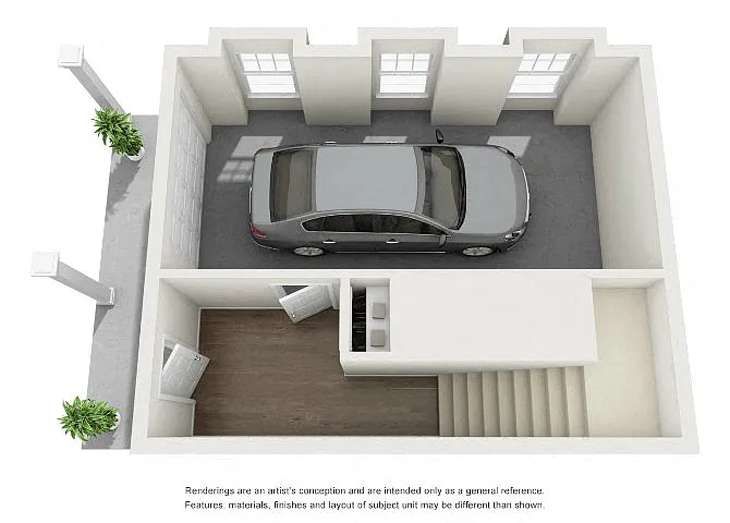 Floor plan Harrison, 3 Bedroom Townhome, Garage