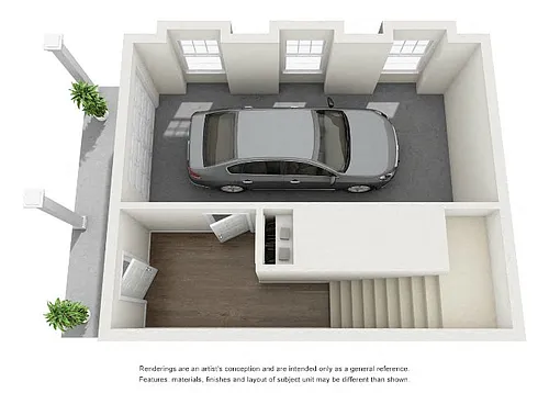 Floor plan Harrison, 3 Bedroom Townhome, Garage