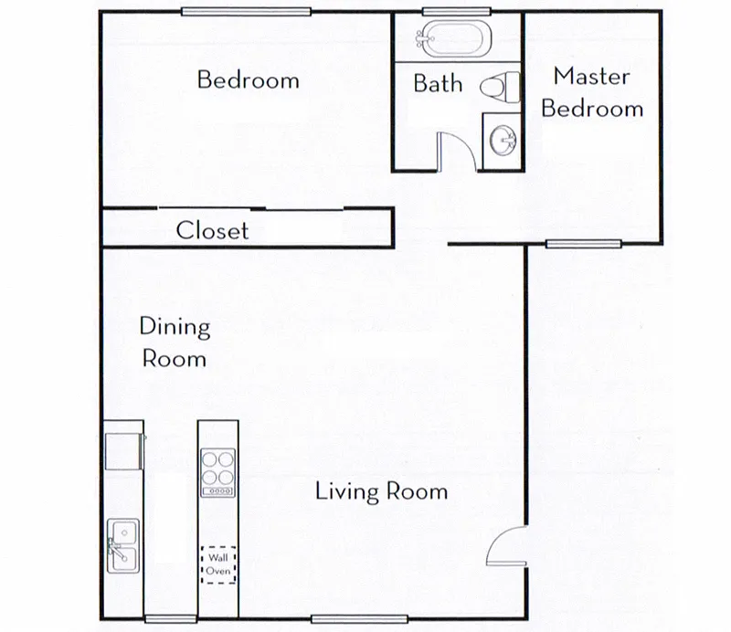 Floor plan Two Bedroom One Bath