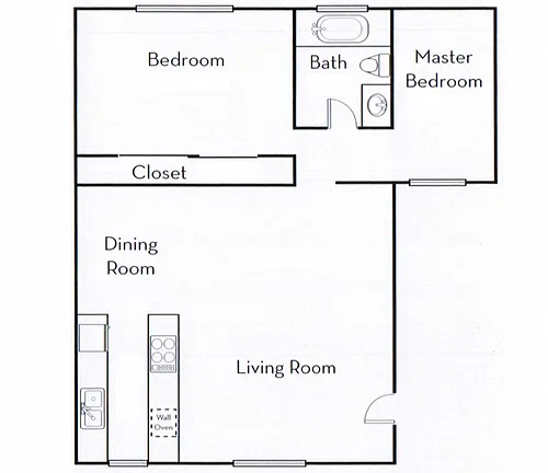 Floor plan Two Bedroom One Bath